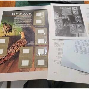 Vintage Postal Commemorative Society Stamp Panel Pheasants  Complete Unhung MINT